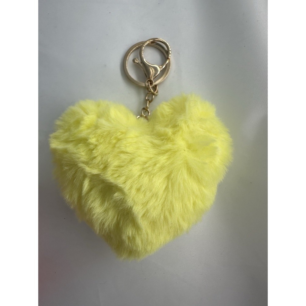 Heart Pom purse keychain - Yellow